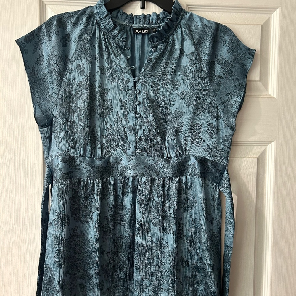 Apt. 9 Blue Black Cap Sleeve Blouse